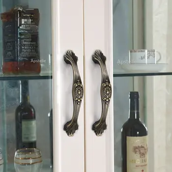 Бронзовая ручка выдвижного ящика шкафа Дверной комод из цинкового сплава Классический дизайн Европейская мода Ручки кухонного шкафа