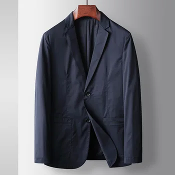 Весенняя Повседневная Деловая офисная одежда, пиджак, мужской синий костюм на пуговицах, блейзер, верхняя одежда больших размеров, Тонкое костюмное пальто M-3XL