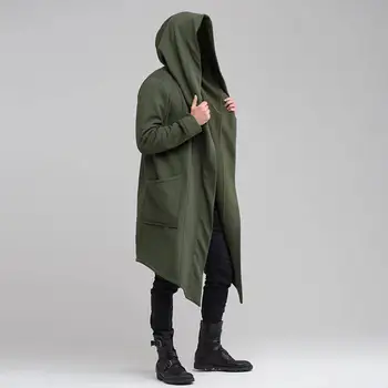 Ветровка с капюшоном Модная мужская зимняя ветровка Стильное длинное пальто с капюшоном для защиты от холода, идеально подходящее для осени-зимы