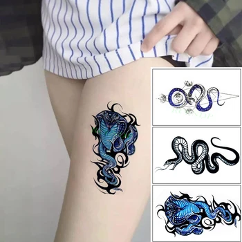 Водонепроницаемая временная татуировка Черно-синяя Планета Змей Боди-арт Поддельная татуировка Флэш-татуировка Нога Рука Кисть Стопа для женщин Мужчин