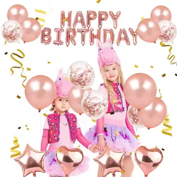 Воздушный Шар На День Рождения Из Фольги Розового Золота С Надписью Balloons Set Happy Birthday Decoration Globos Kids Party Supplies Letter Ballons