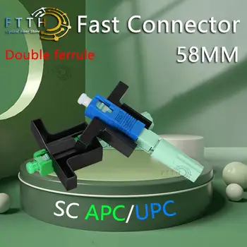 Встроенный быстрый соединитель SC APC Двойной наконечник FTTH SC Одномодовый оптоволоконный быстрый соединитель Оптоволоконный телекоммуникационный кабель