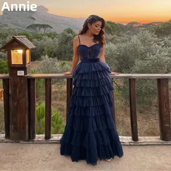 Выпускные платья Annie Темно-синего цвета, роскошное многоуровневое вечернее платье, женские платья для свадебной вечеринки, платье на заказ