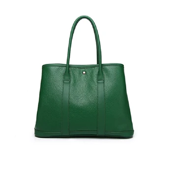 Высококачественная повседневная Женская сумка из натуральной кожи формата А4 большой емкости черного и зеленого цвета с зернистым верхом Женская сумка-тоут через плечо M9497