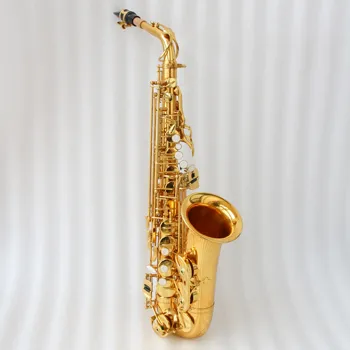 Высококачественный альт-саксофон с латунным корпусом, покрытый золотым лаком Саксофон Альт для начинающих