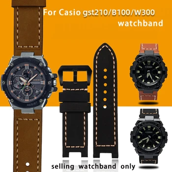 Высококачественный ремешок из натуральной кожи для часов Casio GST-S130/S110/S120/W130L/W100/210 Ремешок для часов С надрезом из воловьей кожи 26*13 мм браслет
