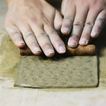 Гончарные инструменты Деревянные ручные валики Подходят для штамповки роликового рисунка Инструменты из керамической глины Инструменты для лепки Полимерные формы