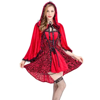Готические костюмы Красной Шапочки, Накидка с капюшоном на Хэллоуин, Вечерние платья для вечеринки на Хэллоуин