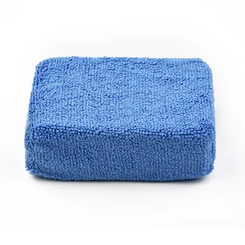 Губка для мытья воском из микрофибры 12 см * 8 см * 3,5 см, синие автомобильные подушечки из микрофибры, губка для полировки, абсолютно новая, прочная, высокого качества