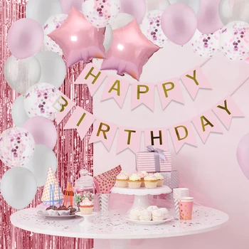 День рождения, Макарун, Латексные воздушные шары, баннер с цветной лентой, декоры для юбилейных вечеринок, Глобусы для душа взрослого и ребенка, украшения для дома