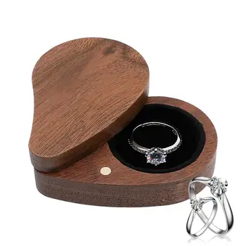 Деревянная коробка для колец в форме сердца Деревянная коробка для обручальных колец в форме сердца Подарочная коробка для ювелирных изделий Коробка для сережек Маленькая коробочка для свадебных безделушек