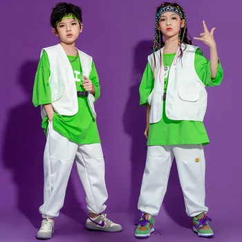Детская одежда для выступлений: Комплект для уличных танцев для мальчиков: Модная одежда в стиле хип-хоп: Платье для джазовых танцев, танцевальная одежда