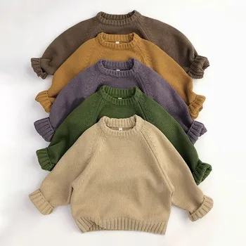 Детские свитера, одежда для мальчиков и девочек, Короткий пуловер для девочек, трикотаж, Детская одежда на осень и зиму