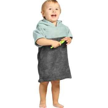 Детский купальный халат для быстрой сушки воды, впитывающее мягкое согревающее пляжное пончо с капюшоном, полотенце для ванной, банные полотенца