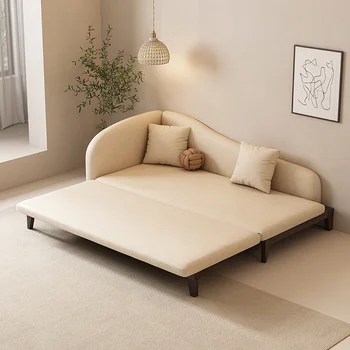 Диван-кровать из массива дерева, складная гостиная двойного назначения, небольшой блок, тканевый диван для одного и двухместного человека