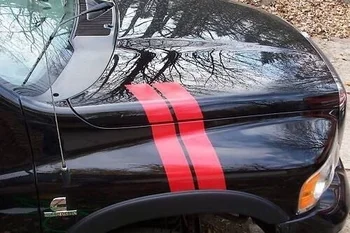 Для (2 шт.) Виниловая наклейка на капот грузовика с полосатым логотипом Dodge Ram mopar rebel (с обеих сторон)