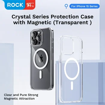 Для iPhone 15 Pro Max Чехол Rock Space Magnetic Crystal Clear PC + TPU С Защитой От Царапин Прозрачный Чехол Для Magsafe для iPhone 15 Pro