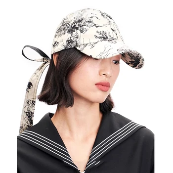 Жаккардовая бейсболка в китайском стиле в стиле ретро, летняя и осенняя солнцезащитная кепка для путешествий, шляпы в стиле хип-хоп с бантом для литературных и артистических личностей