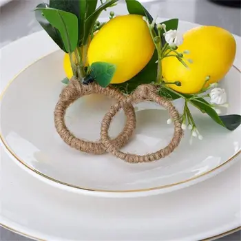 Желтое кольцо для салфетки с имитацией лимона, пластиковые принадлежности для вечеринок, Желтая застежка для фруктовых салфеток, Элегантное украшение для настольного растения, кольцо для салфеток