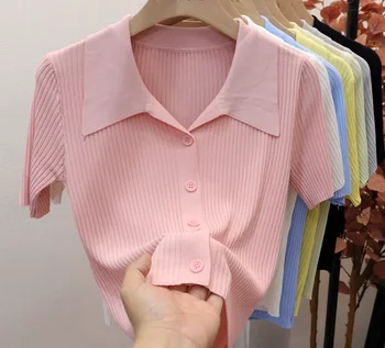 Женская весенне-летняя футболка из трикотажа Ice Silk С коротким рукавом