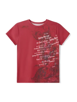 Женские футболки с готическим рисунком, укороченный топ с буквенным принтом Y2k, топы с круглым вырезом и коротким рукавом, винтажная уличная одежда