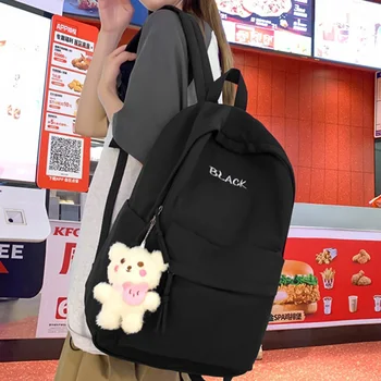 Женский рюкзак, нейлоновый женский рюкзак для ноутбука, модный рюкзак через плечо, сумки на спине, однотонные рюкзаки в элегантном стиле для девочек, сумка для книг