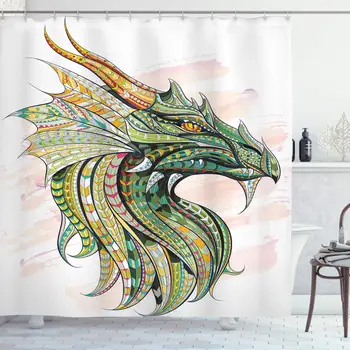 Занавеска для душа Fantasy Dragon с крючками, водонепроницаемая полиэфирная ткань, Занавеска для ванны, Декор ванной комнаты