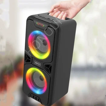 Звуковая Коробка Караоке Caixa De Som RGB Огни Сабвуфер Hi-Fi Стерео Двойной Рупор Открытый Портативный Семейный Вечерние Bluetooth Динамик 3000 мА