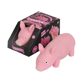 Игрушка-Антистресс Забавная Розовая Свинья Сжимающие Игрушки Резиновые Модели Животных, Вентилирующие Дурацкие Игрушки С Медленным Отскоком, Имитирующая Игрушечная Свинья