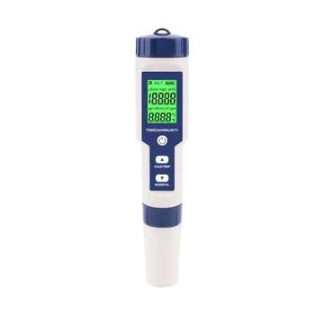 Измеритель pH 5-в-одном/электропроводность EC/соленость соли/температура/ручка для проверки качества воды TDS Стандартный детектор питьевой воды Светящийся