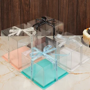 Индивидуальный продукт обычная прозрачная коробка для торта на день рождения пластиковая упаковочная коробка для торта