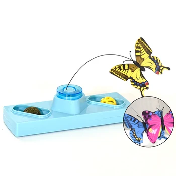 Интерактивная игрушка для кошек Игрушка для игры с котенком-бабочкой, Погоня за игрушкой с шариком кошачьей мяты, Пластиковая забавная игрушка для домашних животных в форме разноцветной бабочки