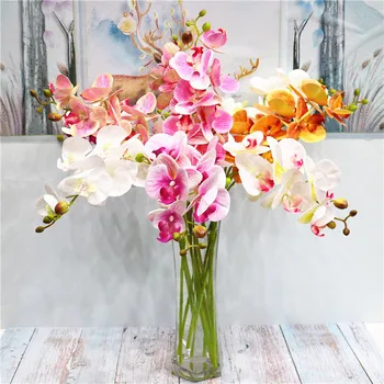 Искусственный цветок, бабочка с 3D-принтом, Орхидея, искусственные листья растений, украшение ресторана, балкона, сада, Имитация цветов, Орхидеи