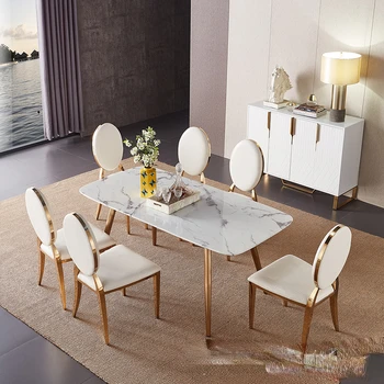Итальянская минималистичная каменная плита, прямоугольная, хит продаж, небольшая квартира с гостиной на 4 человека, мраморной столовой