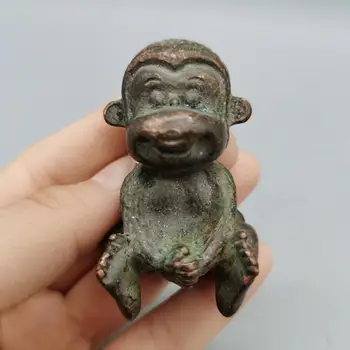 КИТАЙ античная латунь фэншуй Маленькая обезьянка Статуя Металлические поделки семейный декор Украшения