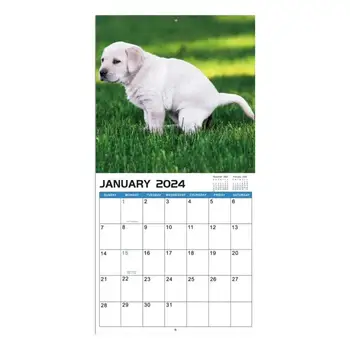 Календарь какающих собак на 2024 год, Ежемесячный календарь Звонков природы Собак, Забавный Календарь Розыгрышей на стене, подарок с юмором, Календарь розыгрышей на 2024 год Для