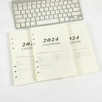 Календарь на 2024 год, Блокнот с отрывными листами формата А5, Сменная Спиральная папка, Внутренняя страница, Ежедневник, Заполненная бумага, Канцелярские принадлежности, Школьные принадлежности