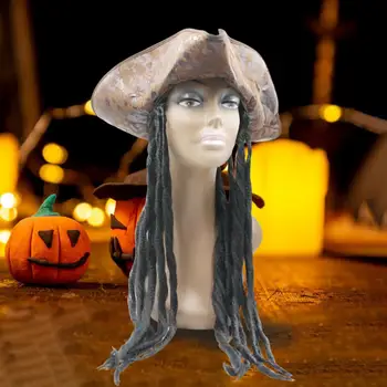 Карибская Пиратская шляпа с дредлоками, имитирующая потертости, Мягкая, удобная в носке, Аксессуары для ролевых игр, Одежда для косплея на Хэллоуин Pi