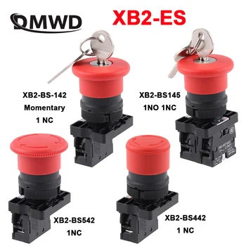 Ключевой Поворотный Кнопочный выключатель Аварийной остановки с 2-Позиционной Фиксацией XB2-ES142 ES145 ES442 ES542 1NC/1NO1NC Красный
