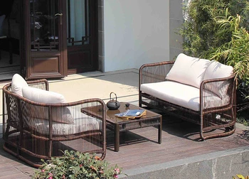 Комбинация уличных ротанговых диванов В новом китайском стиле с проживанием в семье на открытом воздухе открытый балкон плетеные столы и стулья из ротанга