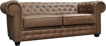 Комплект диванов Anx Chesterfield Style 3 + 2-местное кресло из коричневой искусственной кожи (3 места)
