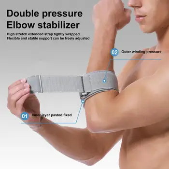 Компрессионный Налокотник Elbow Wrap Амортизирующий Комплект Теннисных Налокотников с Регулируемой Крепежной Лентой, Дышащий для эффективного