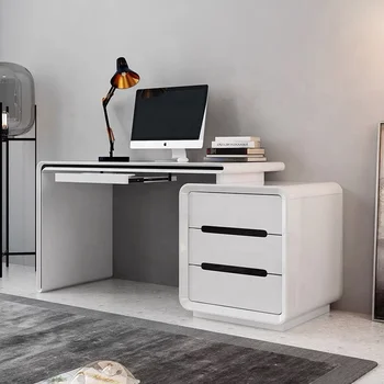 Компьютерный стол Угловой стол для ПК с книжным шкафом Офисные столы с 3 ящиками Рабочий стол для дома письменный стол