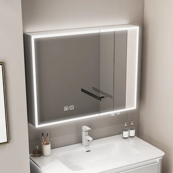 Космический отдельный зеркальный шкаф из алюминиевого сплава, раковина для ванной комнаты, настенное хранилище, интеллектуальный комплексный зеркальный шкаф