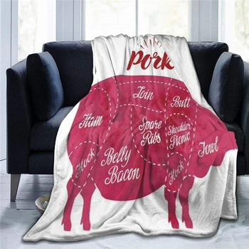Креативное розовое флисовое одеяло из говядины, Мягкие теплые плюшевые пледы для кроватей, диванный плед для пикника, дорожное шерп-одеяло, домашний пододеяльник