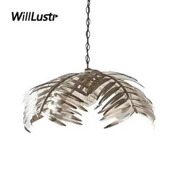 Креативный подвесной светильник из железных пальмовых листьев для гостиной, столовой, спальни, проживающей в семье, Потолочной люстры, металлического подвесного освещения