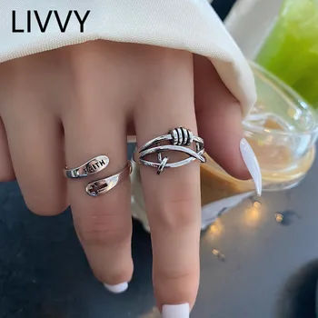 Креативный серебристый цвет LIVVY, трехслойные кольца с перекрестной регулировкой для женщин, Новые тенденции, буквы, Модные украшения ручной работы