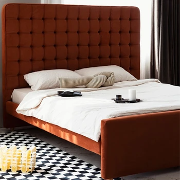 Кровать принцессы, современная минималистичная мягкая упаковка с выдвижной пряжкой, искусственная кожа в скандинавском стиле, спальня с двуспальной кроватью