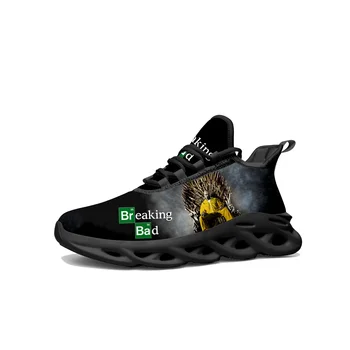 Кроссовки на плоской подошве Breaking Bad Heisenberg Мужские женские спортивные кроссовки для бега, кроссовки из сетчатого материала на шнуровке, обувь на заказ, черные