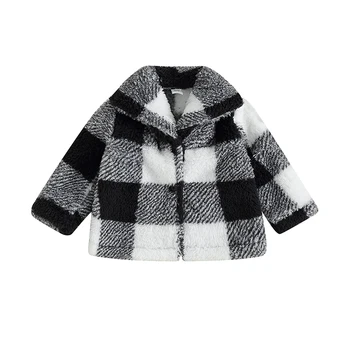 Куртка Для маленьких девочек и мальчиков, кардиган на пуговицах с клетчатым принтом, зимнее пальто, весенне-осенняя верхняя одежда, Одежда с длинными рукавами